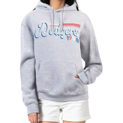 Los Angeles Dodgers Starter Women's Groovy Script Team Fleece Pullover Hoodie - Gray