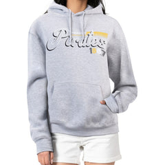 Pittsburgh Pirates Starter Women's Groovy Script Team Fleece Pullover Hoodie - Gray