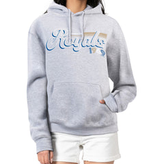 Kansas City Royals Starter Women's Groovy Script Team Fleece Pullover Hoodie - Gray