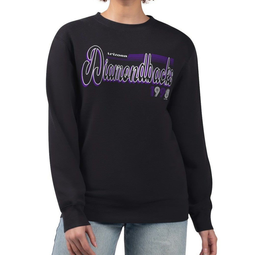 Arizona Diamondbacks Starter Women's Groovy Script Team Fleece Pullover Sweatshirt - Black