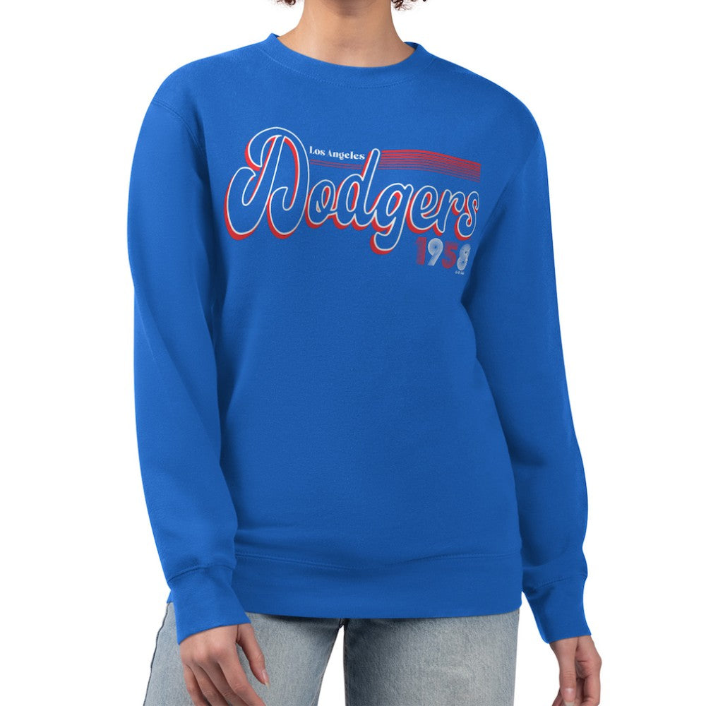 Los Angeles Dodgers Starter Women's Groovy Script Team Fleece Pullover Sweatshirt - Royal