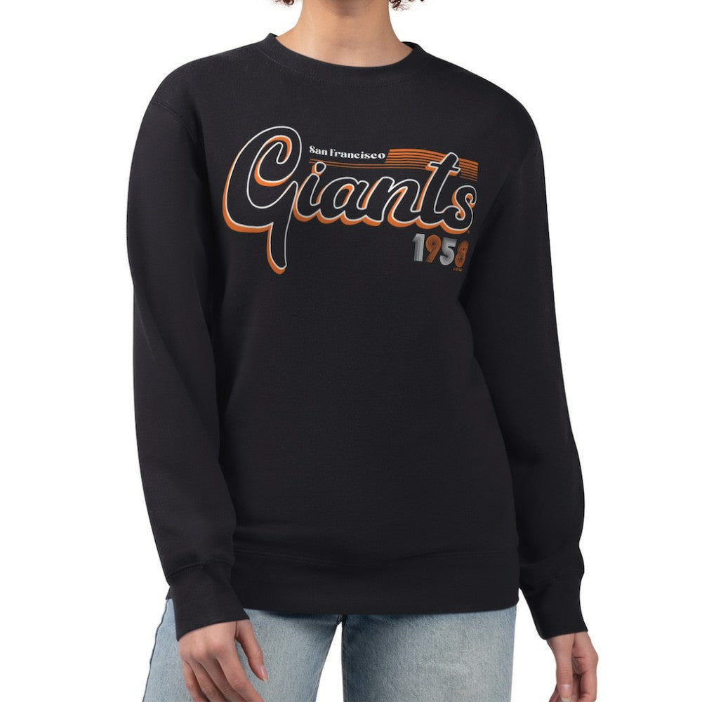 San Francisco Giants Starter Women's Groovy Script Team Fleece Pullover Sweatshirt - Black