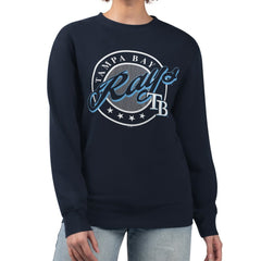 Tampa Bay Rays G-III 4Her by Carl Banks Women's Pinstripe Circle Team Fleece Pullover Sweatshirt - Navy
