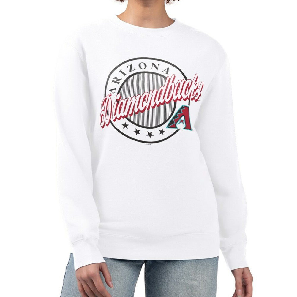 Arizona Diamondbacks G-III 4Her by Carl Banks Women's Pinstripe Circle Team Fleece Pullover Sweatshirt - White