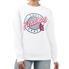 St. Louis Cardinals G-III 4Her by Carl Banks Women's Pinstripe Circle Team Fleece Pullover Sweatshirt - White