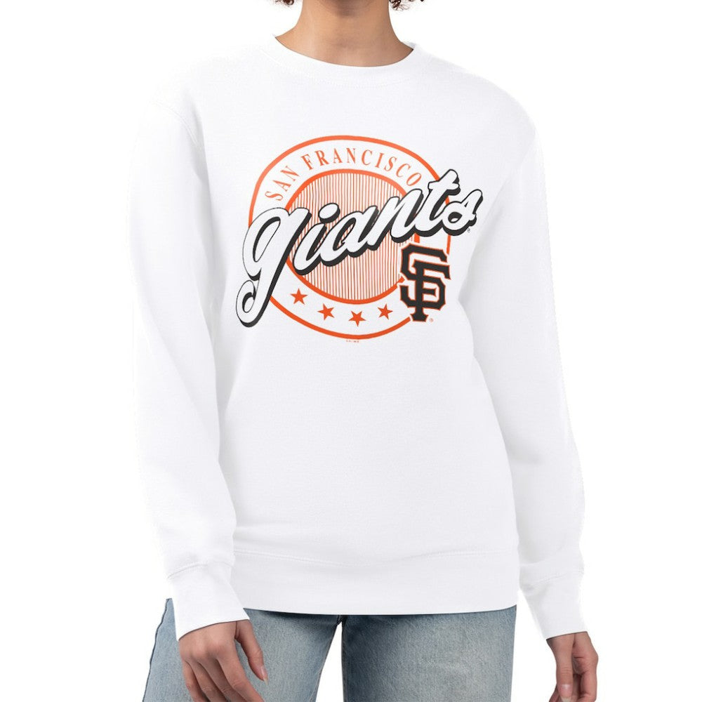 San Francisco Giants G-III 4Her by Carl Banks Women's Pinstripe Circle Team Fleece Pullover Sweatshirt - White