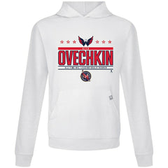 Alexander Ovechkin Washington Capitals Levelwear NHL All-Time Leading Goal Scorer Milestone Stars Name & Number Relay Pullover Hoodie White