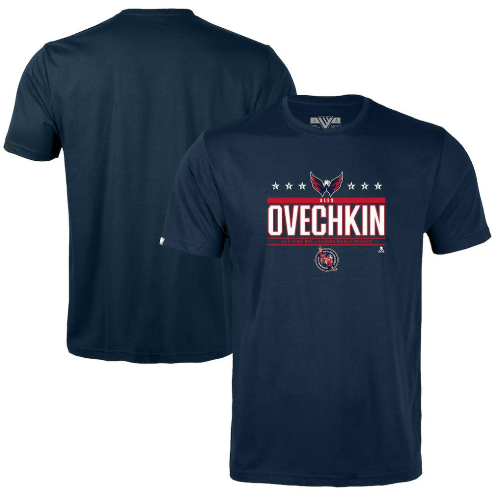 Alexander Ovechkin Washington Capitals Levelwear Youth NHL All-Time Leading Goal Scorer Milestone Stars Name & Number Little Richmond T-Shirt Navy