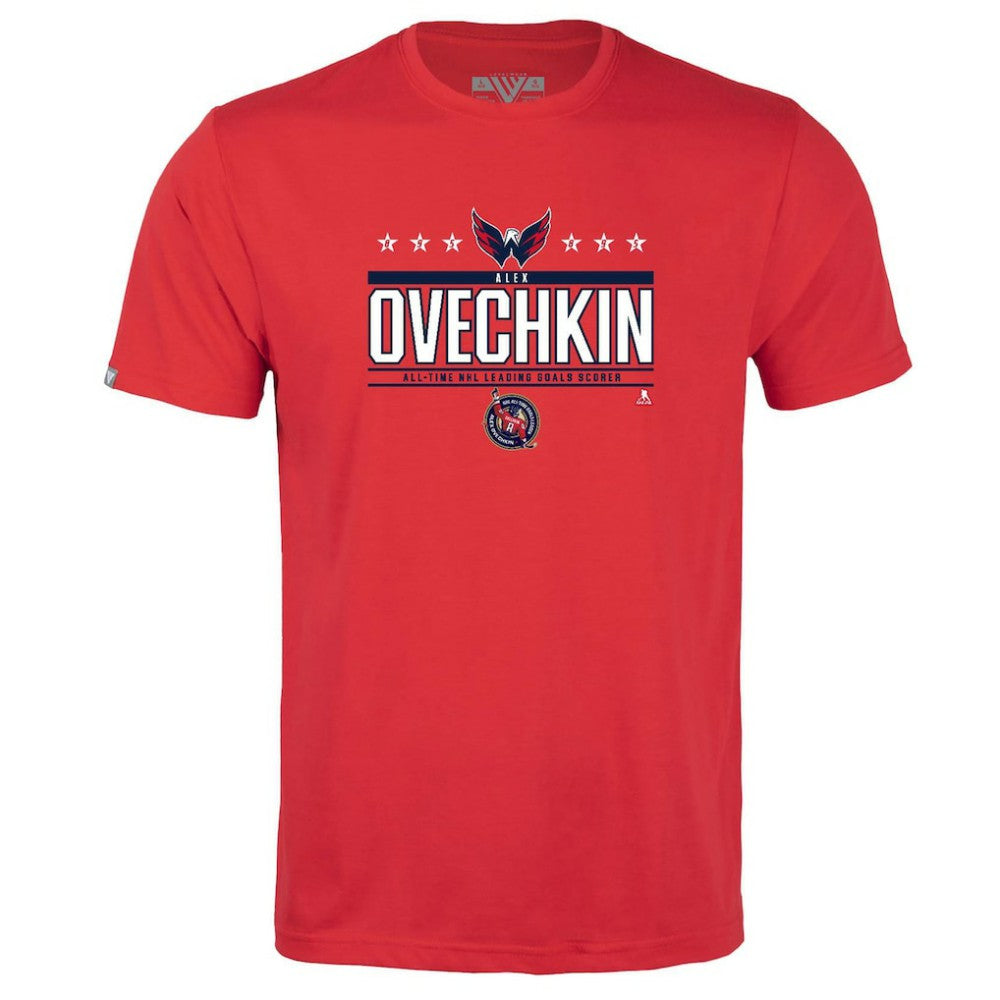 Alexander Ovechkin Washington Capitals Levelwear Youth NHL All-Time Leading Goal Scorer Milestone Stars Name & Number Little Richmond T-Shirt Red