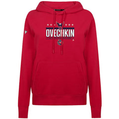 Alexander Ovechkin Washington Capitals Levelwear Women's NHL All-Time Leading Goal Scorer Milestone Stripes Name & Number Adorn Pullover Hoodie Red