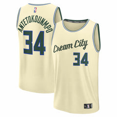Giannis Antetokounmpo Milwaukee Bucks Youth 2025/26 City Edition Fast Break Jersey - Cream | Fanatics cheap