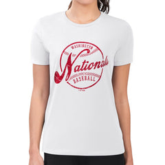 Washington Nationals G-III 4Her by Carl Banks Women's Super-Slim Fit Lightweight Distressed Baseball Team T-Shirt - White