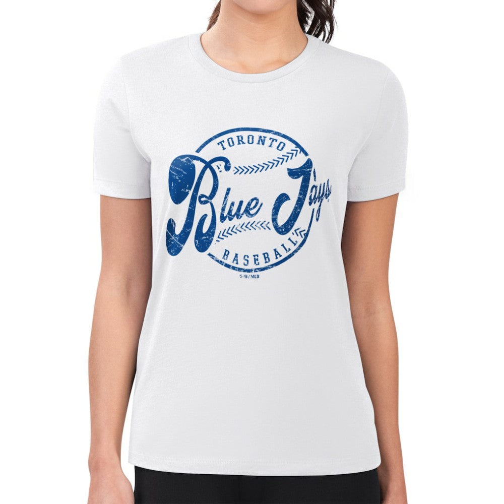 Toronto Blue Jays G-III 4Her by Carl Banks Women's Super-Slim Fit Lightweight Distressed Baseball Team T-Shirt - White