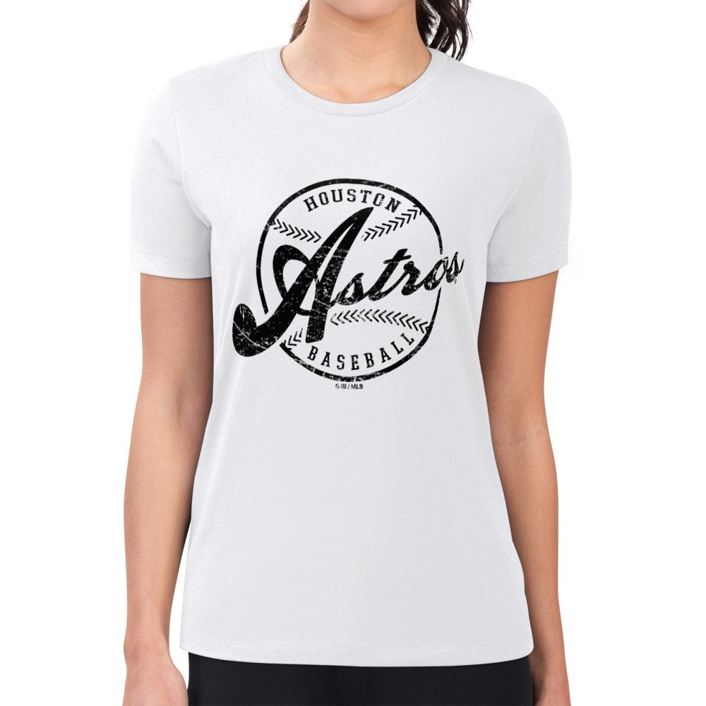 Houston Astros G-III 4Her by Carl Banks Women's Super-Slim Fit Lightweight Distressed Baseball Team T-Shirt - White