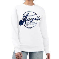 Los Angeles Angels G-III 4Her by Carl Banks Women's Distressed Baseball Team Fleece Pullover Sweatshirt - White