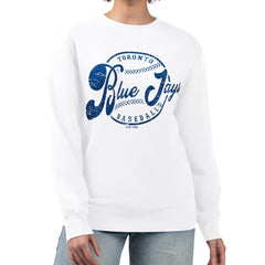 Toronto Blue Jays G-III 4Her by Carl Banks Women's Distressed Baseball Team Fleece Pullover Sweatshirt - White