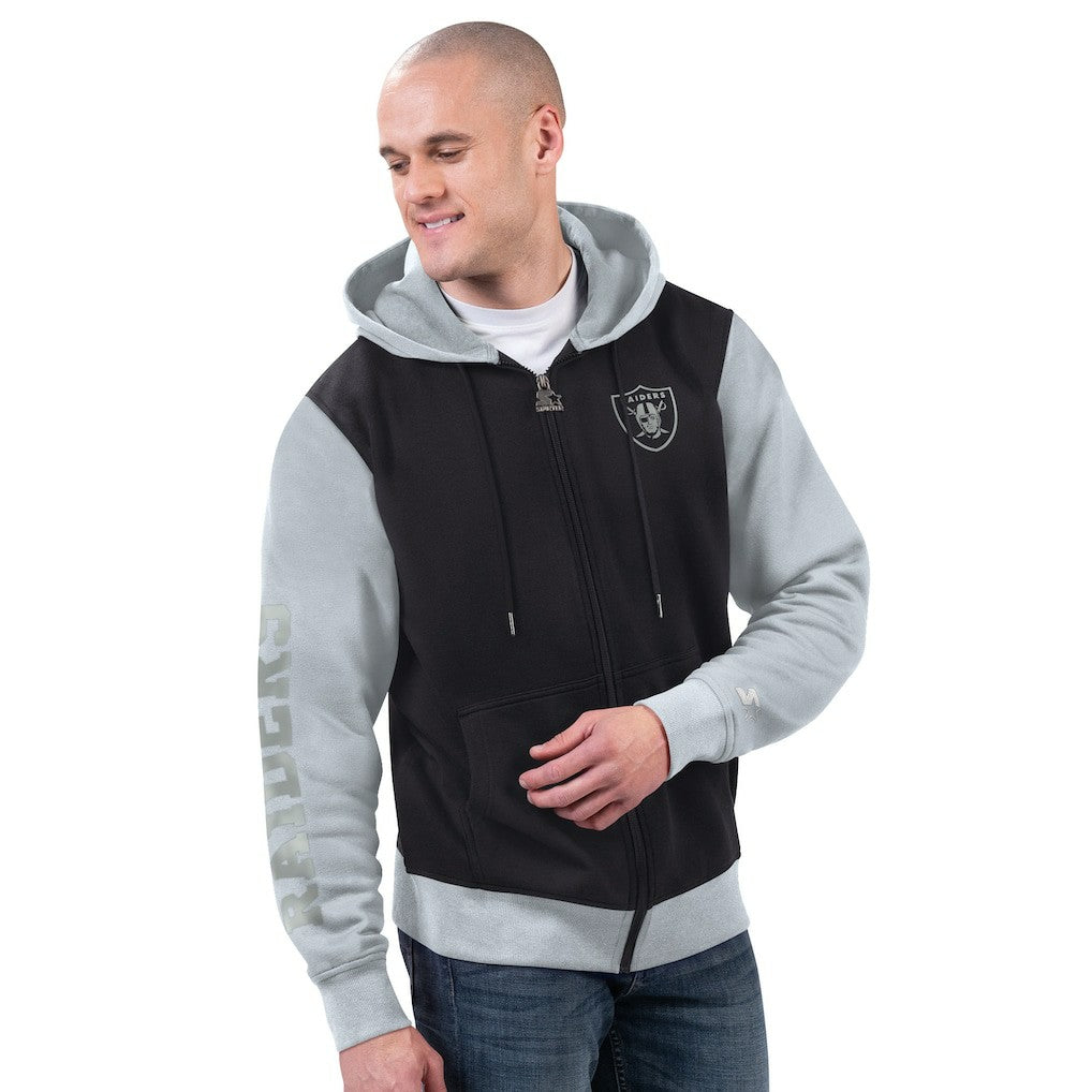 Las Vegas Raiders Starter Thursday Night Gridiron Full-Zip Hoodie - Black/Silver on sale