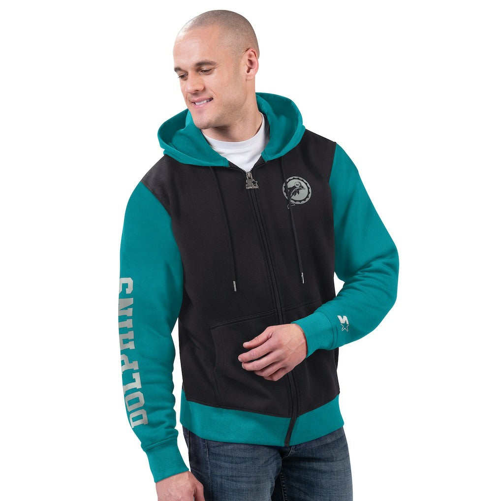 Miami Dolphins Starter Thursday Night Gridiron Full-Zip Hoodie - Black/Aqua for sale