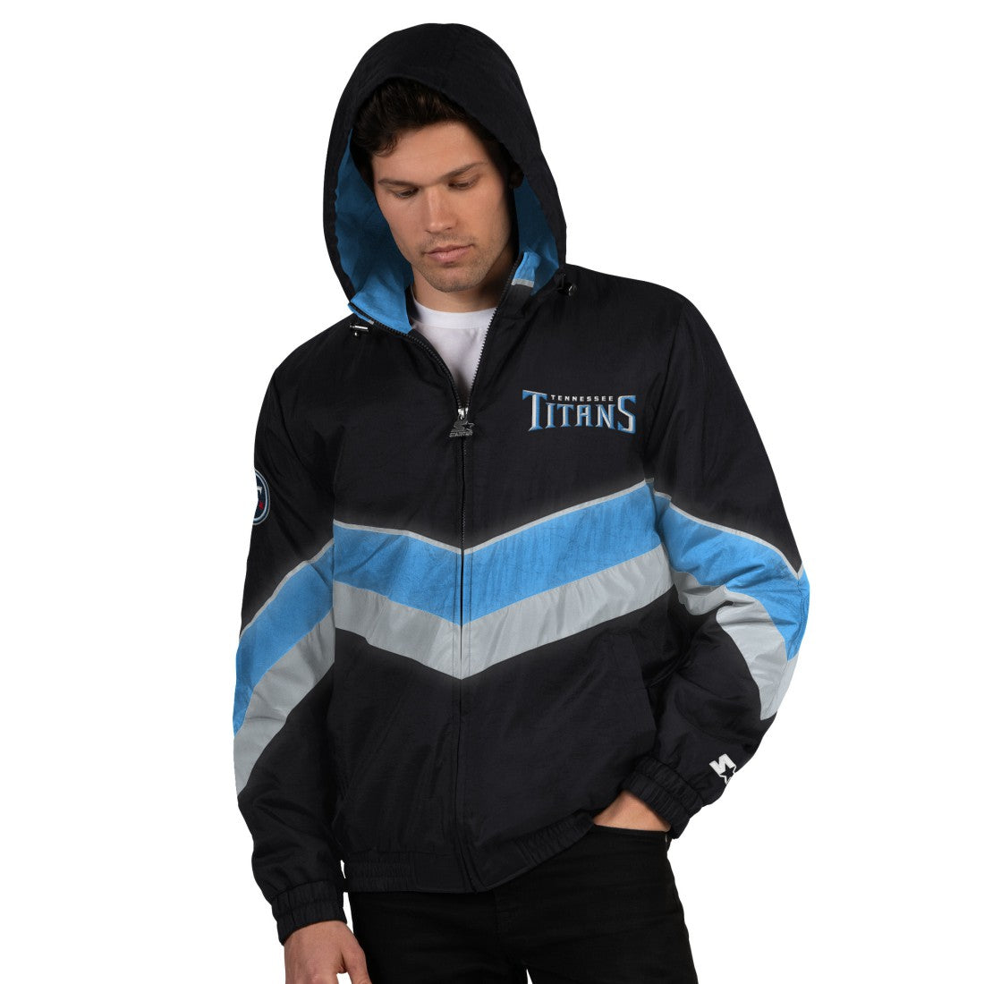 Tennessee Titans Starter Thursday Night Gridiron Full-Zip Jacket - Black/Light Blue cheap