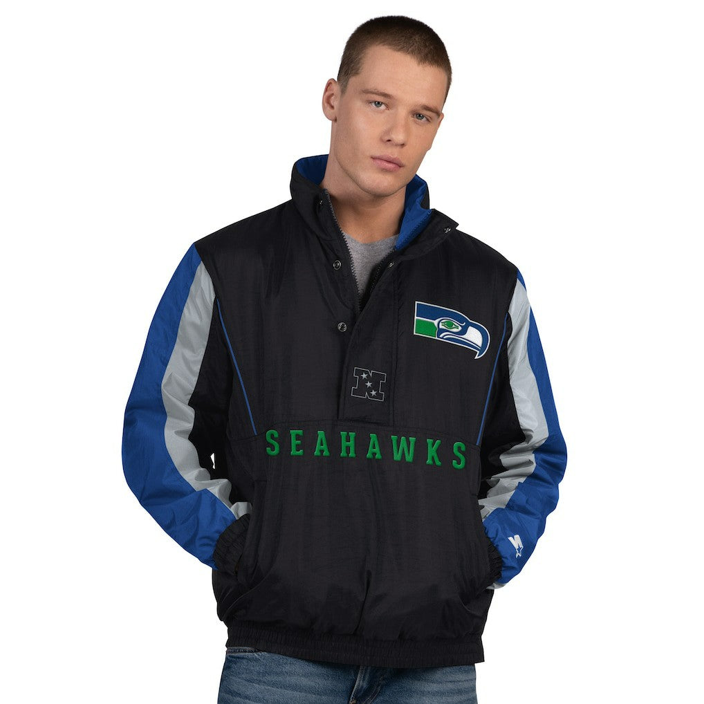 Seattle Seahawks Starter Thursday Night Gridiron Vintage Logo Half-Zip Jacket - Black online