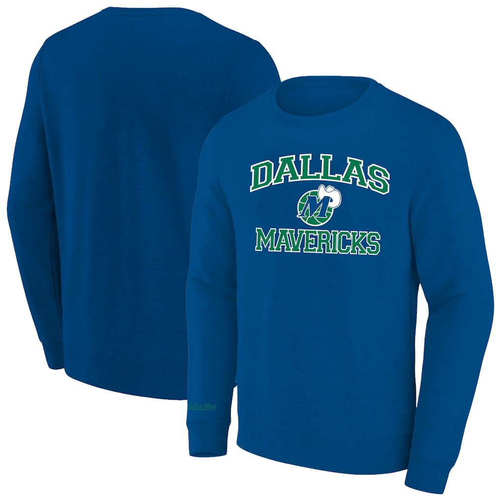 Dallas Mavericks Hardwood Classics Big & Tall Crewneck Sweatshirt - Heather Blue | Mitchell & Ness for sale