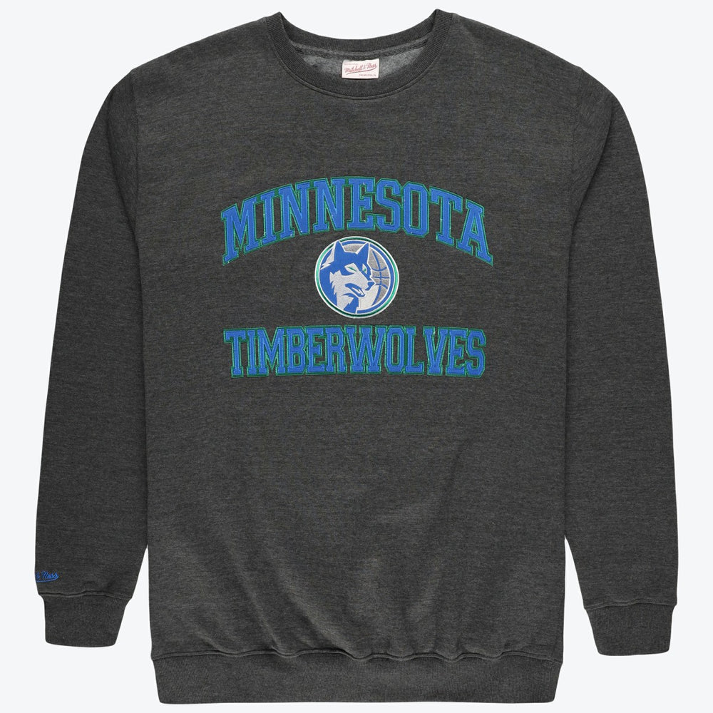 Minnesota Timberwolves Hardwood Classics Big & Tall Crewneck Sweatshirt - Heather Charcoal | Mitchell & Ness outlet
