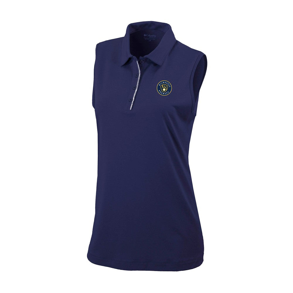 Milwaukee Brewers Women's Tend The Ball Sleeveless Polo - Navy | Columbia