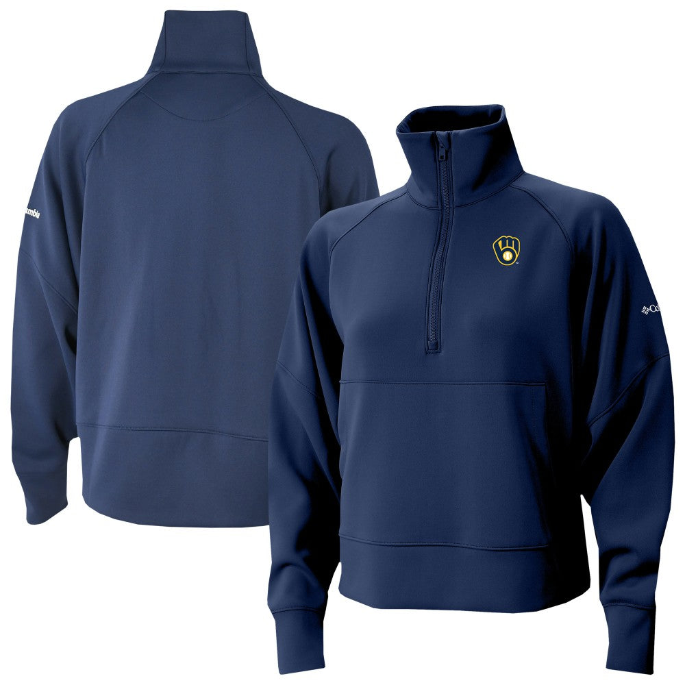 Milwaukee Brewers Women's Wickhams Hills Raglan Omni-Wick Quarter-Zip Pullover - Navy | Columbia