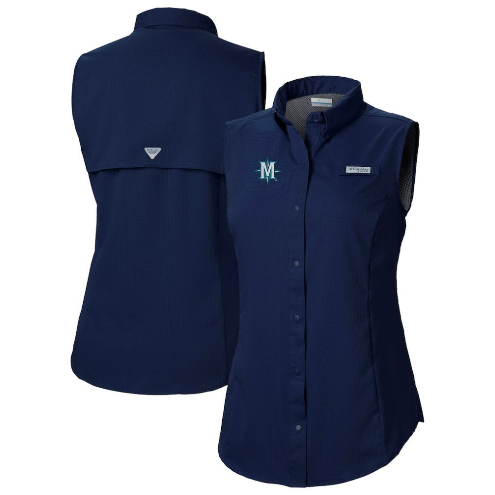 Seattle Mariners Women's Tamiami Sleeveless Shirt - Navy | Columbia