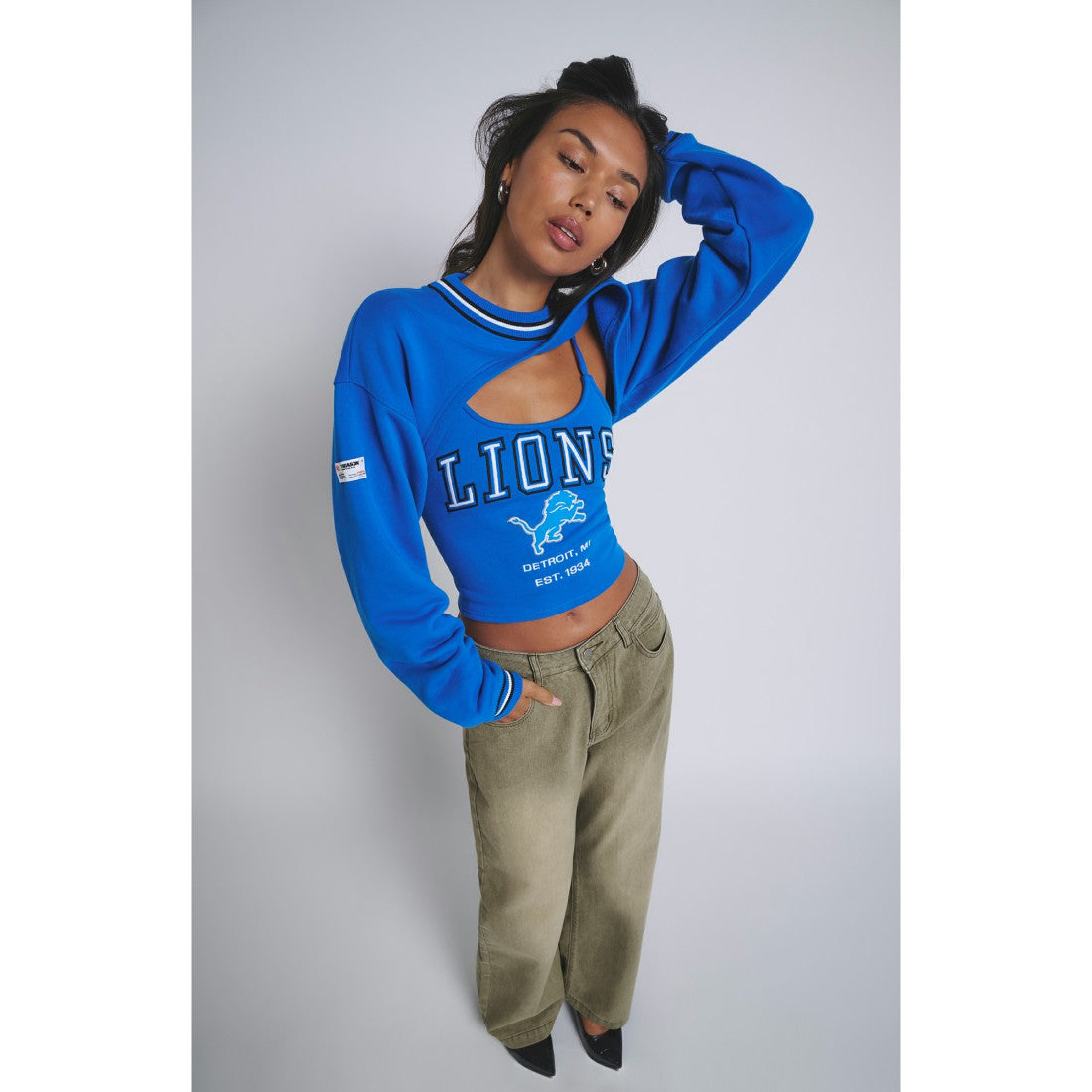 Detroit Lions Off Season Women's Fleece Shrug Cami - Blue for sale