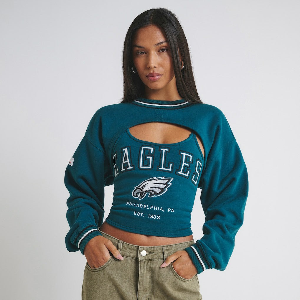 Philadelphia Eagles Off Season Women's Fleece Shrug Cami - Midnight Green discount