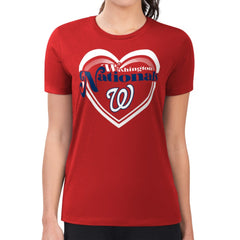 Washington Nationals G-III 4Her by Carl Banks Women's Super-Slim Fit Lightweight Double Heart T-Shirt - Red