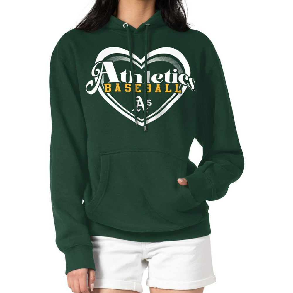 Athletics G-III 4Her by Carl Banks Women's Double Heart Fleece Pullover Hoodie - Green