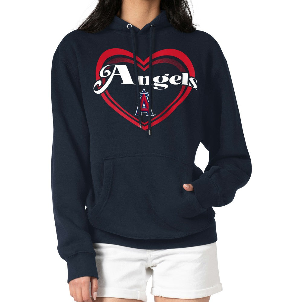 Los Angeles Angels G-III 4Her by Carl Banks Women's Double Heart Fleece Pullover Hoodie - Navy