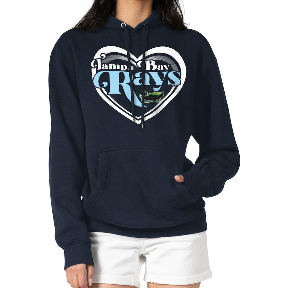 Tampa Bay Rays G-III 4Her by Carl Banks Women's Double Heart Fleece Pullover Hoodie - Navy