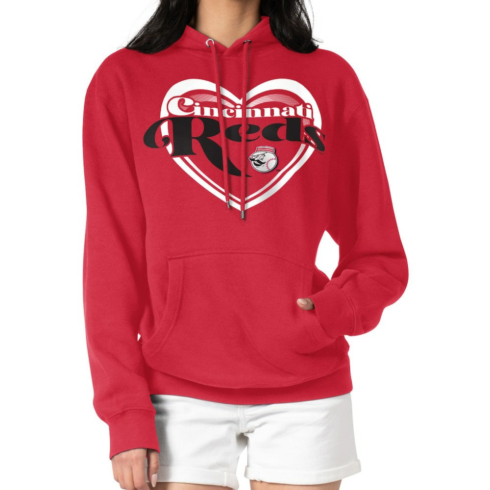 Cincinnati Reds G-III 4Her by Carl Banks Women's Double Heart Fleece Pullover Hoodie - Red