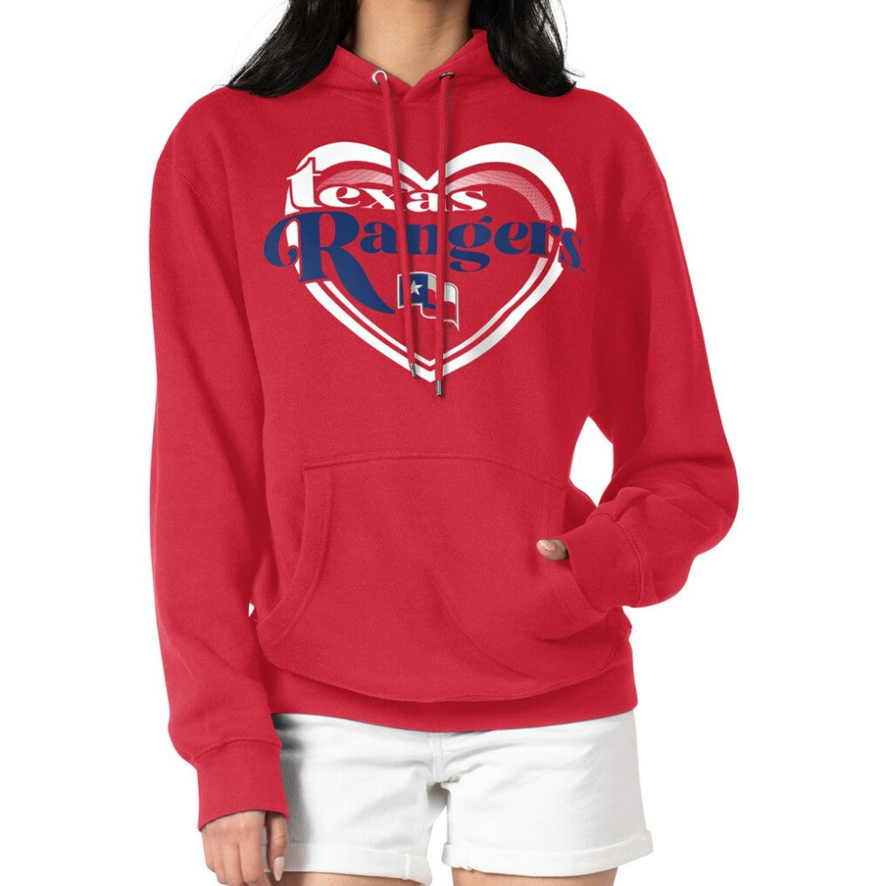 Texas Rangers G-III 4Her by Carl Banks Women's Double Heart Fleece Pullover Hoodie - Red