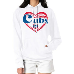 Chicago Cubs G-III 4Her by Carl Banks Women's Double Heart Fleece Pullover Hoodie - White