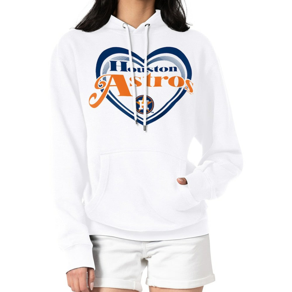 Houston Astros G-III 4Her by Carl Banks Women's Double Heart Fleece Pullover Hoodie - White