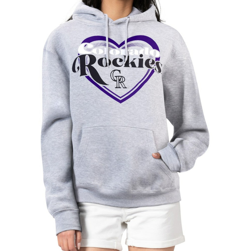 Colorado Rockies G-III 4Her by Carl Banks Women's Double Heart Fleece Pullover Hoodie - Gray
