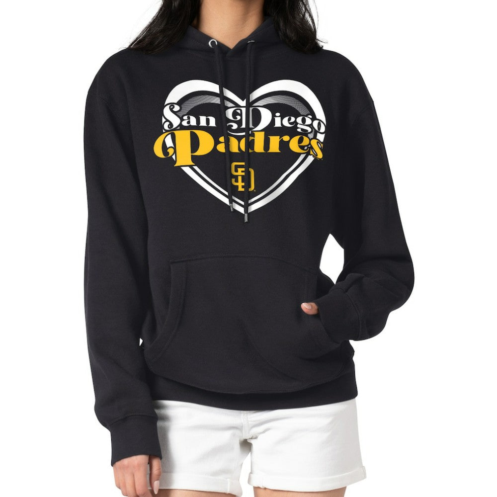 San Diego Padres G-III 4Her by Carl Banks Women's Double Heart Fleece Pullover Hoodie - Black