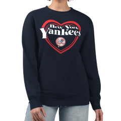 New York Yankees G-III 4Her by Carl Banks Women's Double Heart Fleece Pullover Sweatshirt - Navy