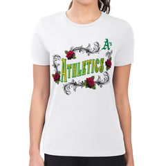 Athletics G-III 4Her by Carl Banks Women's Super-Slim Fit Lightweight Retro Roses T-Shirt - White