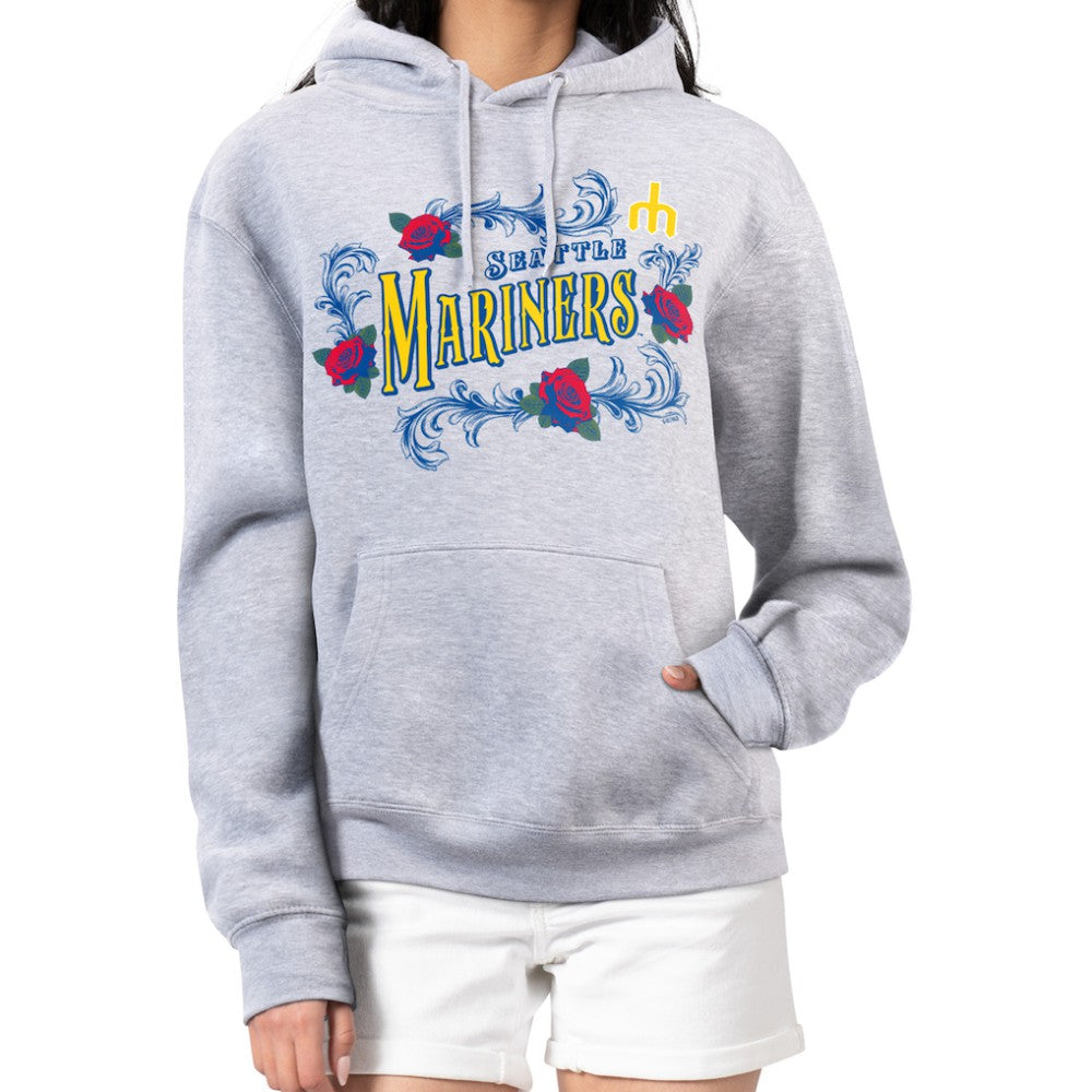 Seattle Mariners G-III 4Her by Carl Banks Women's Retro Roses Fleece Pullover Hoodie - Gray