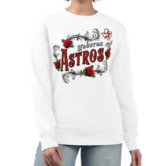Houston Astros G-III 4Her by Carl Banks Women's Retro Roses Fleece Pullover Sweatshirt - White