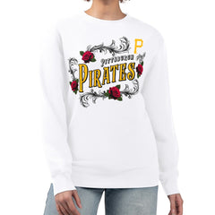 Pittsburgh Pirates G-III 4Her by Carl Banks Women's Retro Roses Fleece Pullover Sweatshirt - White