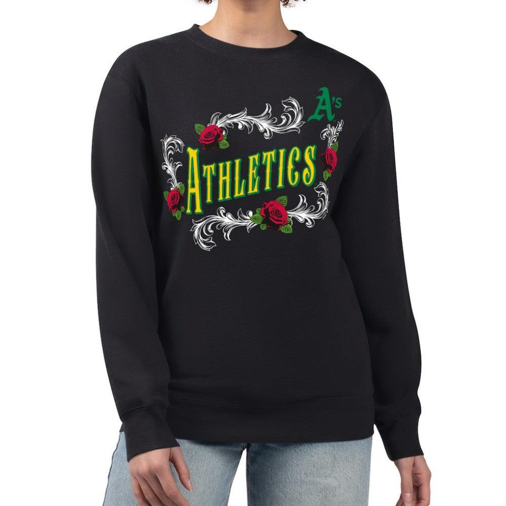Athletics G-III 4Her by Carl Banks Women's Retro Roses Fleece Pullover Sweatshirt - Black
