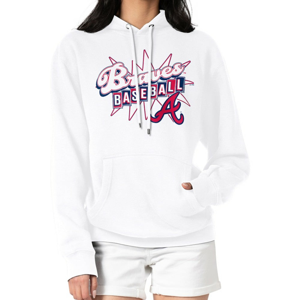 Atlanta Braves Starter Women's Drive-In Pullover Hoodie - White