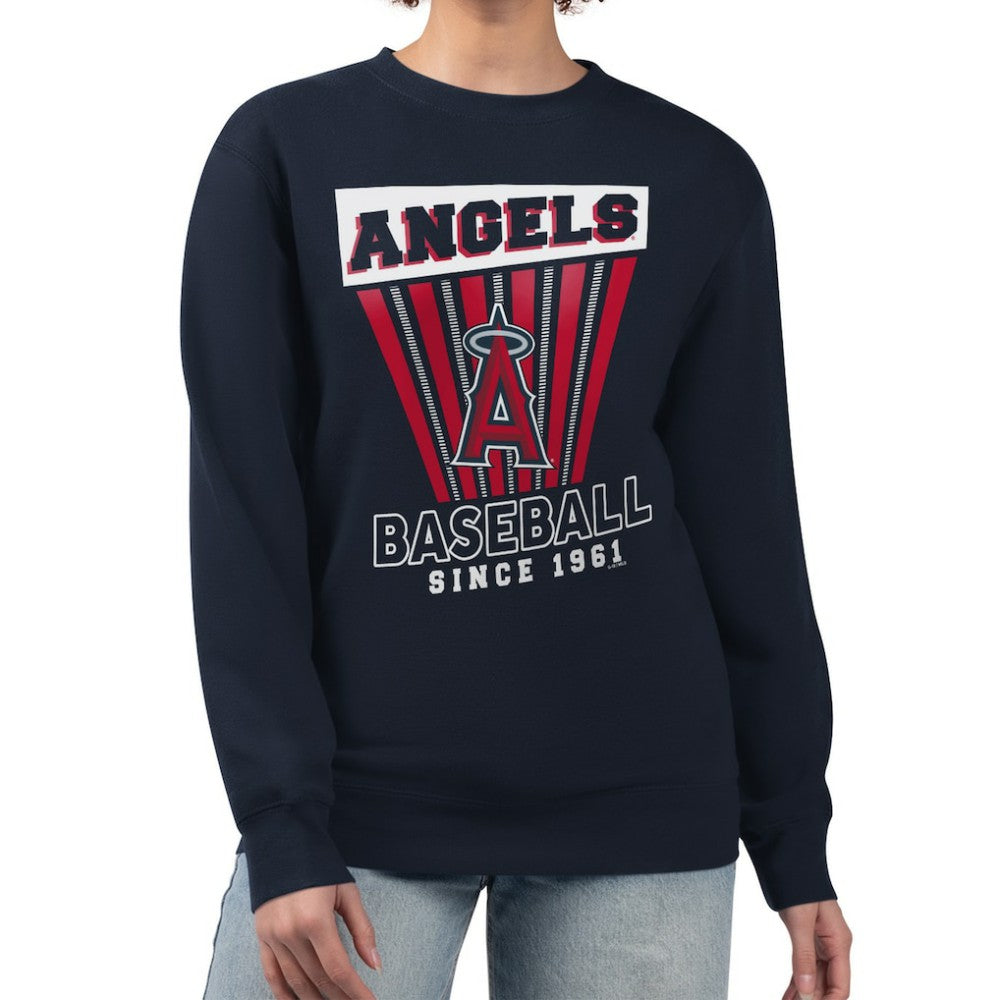 Los Angeles Angels Starter Women's Poster Print Pullover Sweatshirt - Navy