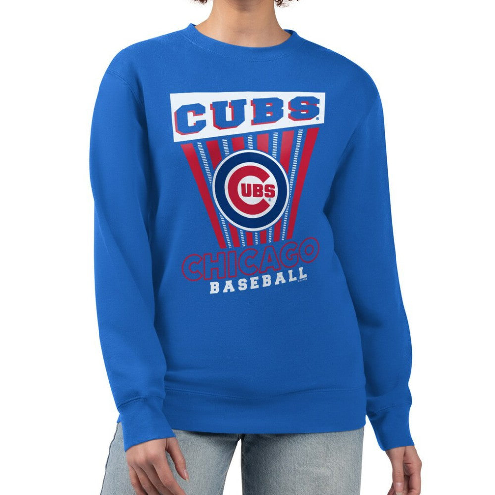 Chicago Cubs Starter Women's Poster Print Pullover Sweatshirt - Royal